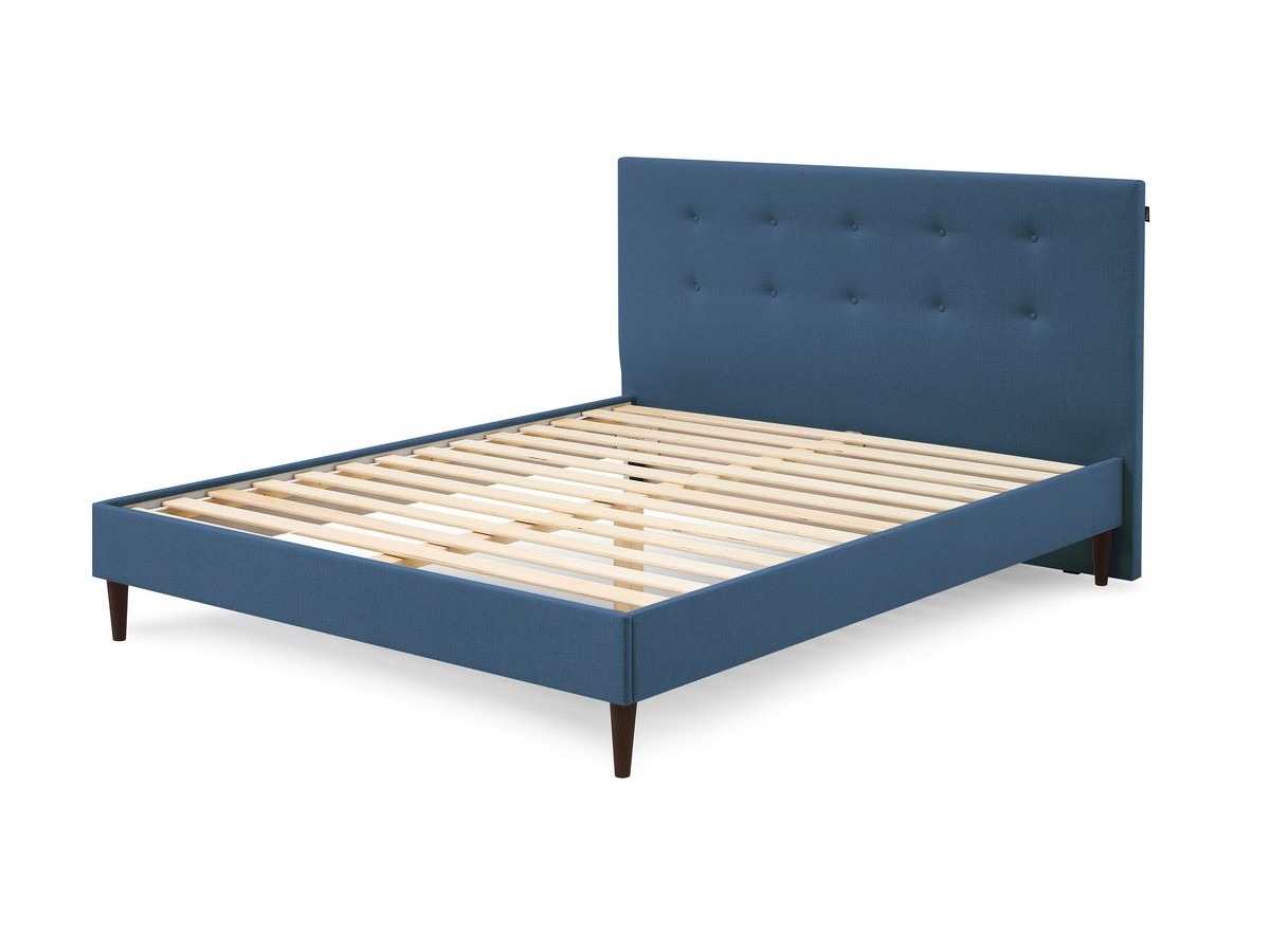 Rama łóżka RORY z listwami z litego drewna i nóżkami z drewna wenge 140 x 190 cm