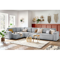 Modułowa sofa narożna XL NIHAD tkanina sztruksowa z 2 miejscami siedzącymi