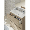 Meuble de salle de bain 80 cm avec pieds LANTA imitation chêne