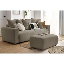 ENVY prosta sofa rozkładana z miękkiej tkaniny frotte z prostokątnym podnóżkiem