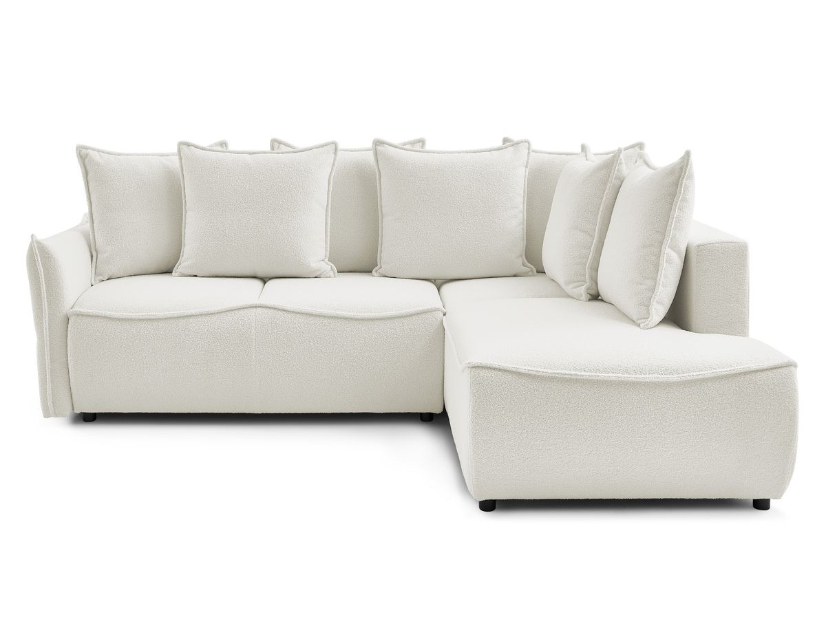 Canapé d'angle L convertible LEON tissu bouclette