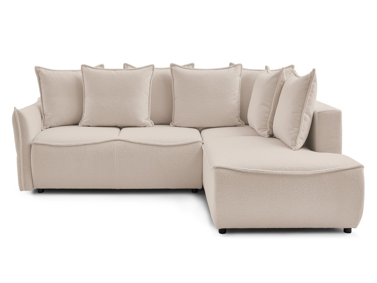 Canapé d'angle L convertible LEON tissu bouclette