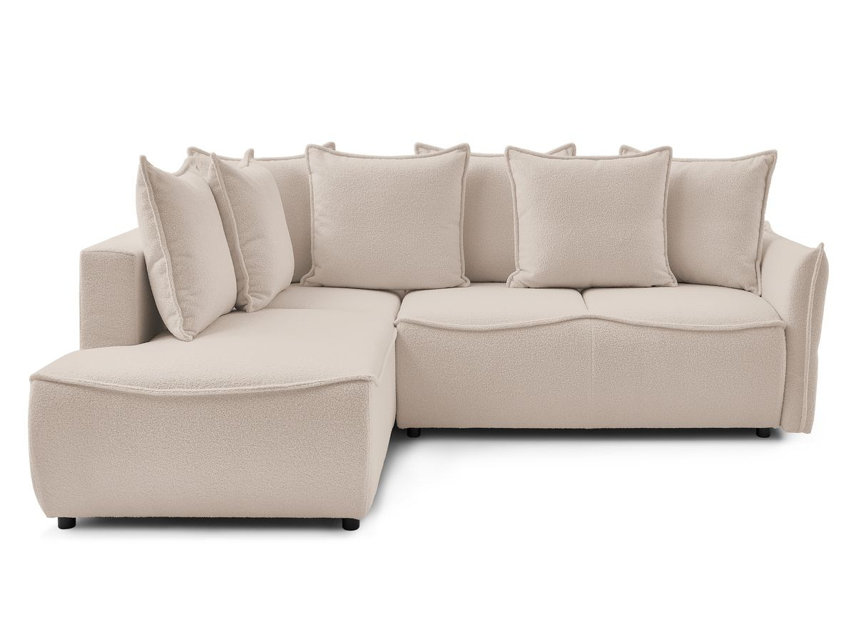 Canapé d'angle L convertible LEON tissu bouclette