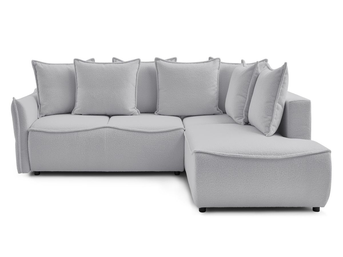 Canapé d'angle L convertible LEON tissu bouclette