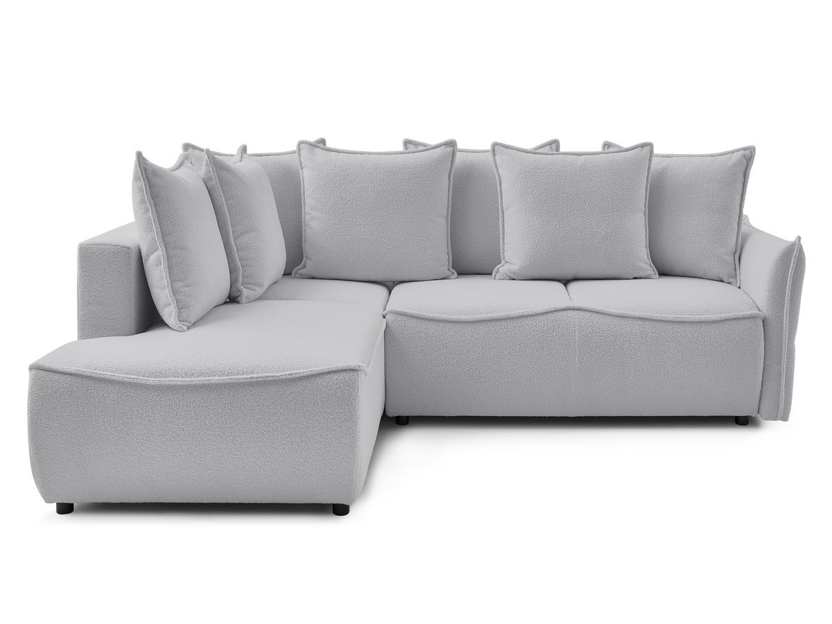 Canapé d'angle L convertible LEON tissu bouclette