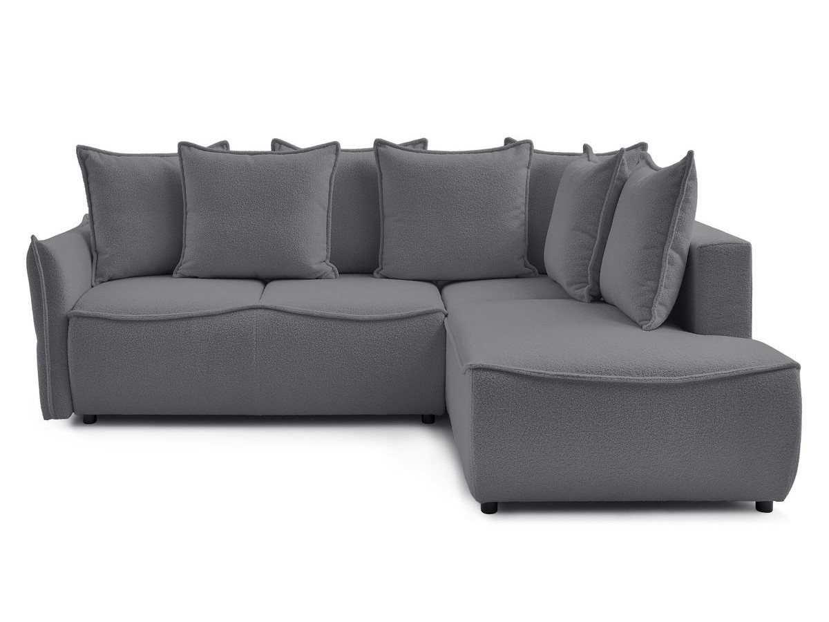 Canapé d'angle L convertible LEON tissu bouclette