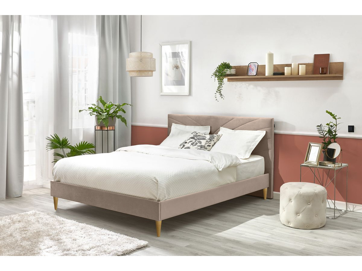 Cadre de lit et sommier à lattes 140x190 cm gris clair et naturel