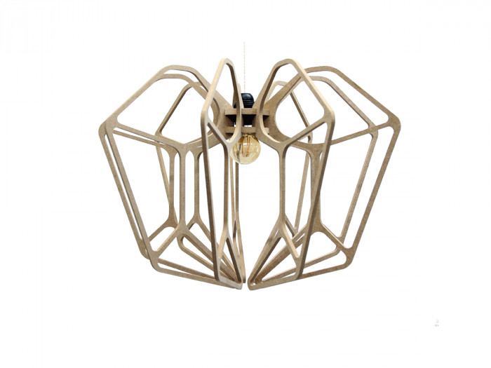 Suspension design bois DIAMOND câble coton et métal noir