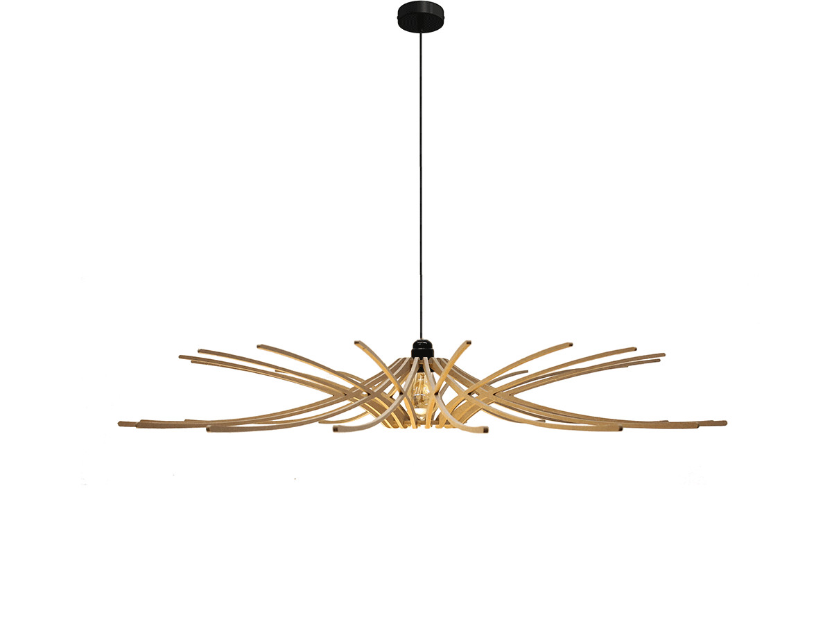 Suspension design bois D97 cm SUNNY câble coton et métal noir