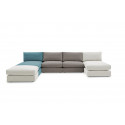 Canapé panoramique fixe 100% modulable PARIS tissu avec 2 chauffeuses, 2 méridiennes, 1 pouf