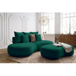 SAINT-GERMAIN 3-osobowa prosta sofa w tkaninie teksturowanej z podnóżkiem