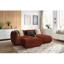 LECOMTE sofa narożna stała z 1 fotelem z podłokietnikiem 150 cm, 1 szezlongiem bez podłokietnika i 1 małym podnóżkiem