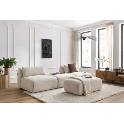3-osobowa prosta sofa JEANNE z podnóżkiem z tkaniny teksturowanej
