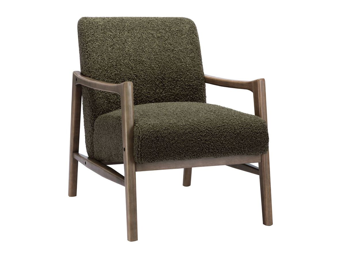 Fauteuil FAUSTINE tissu bouclette et bois massif