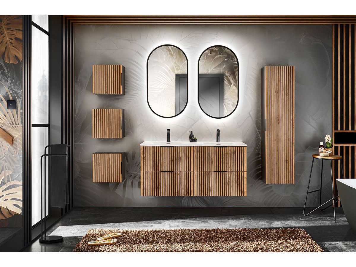 Meuble de salle de bain 120 cm KALEO TASSEAUX bois clair