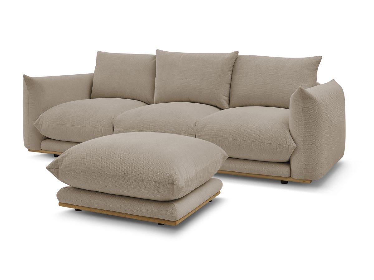 Canapé droit fixe 3 places ultra moelleux ERNEST avec pouf