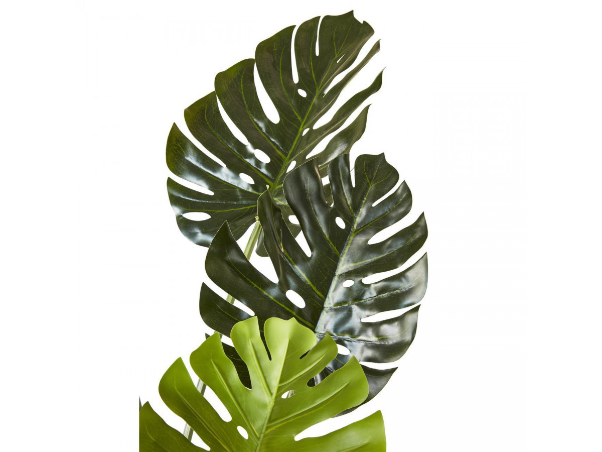 Plante artificielle en polyethylène a 8 feuilles et son pot noir Olla3