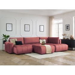 Panoramiczna rozkładana sofa ARSENE z aksamitnej tkaniny z podnóżkiem