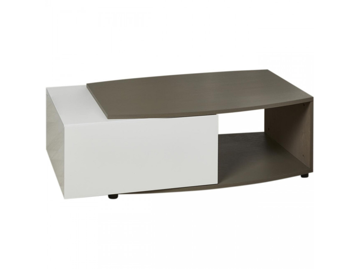 Table basse bois PACIFIC Taupe et Blanc