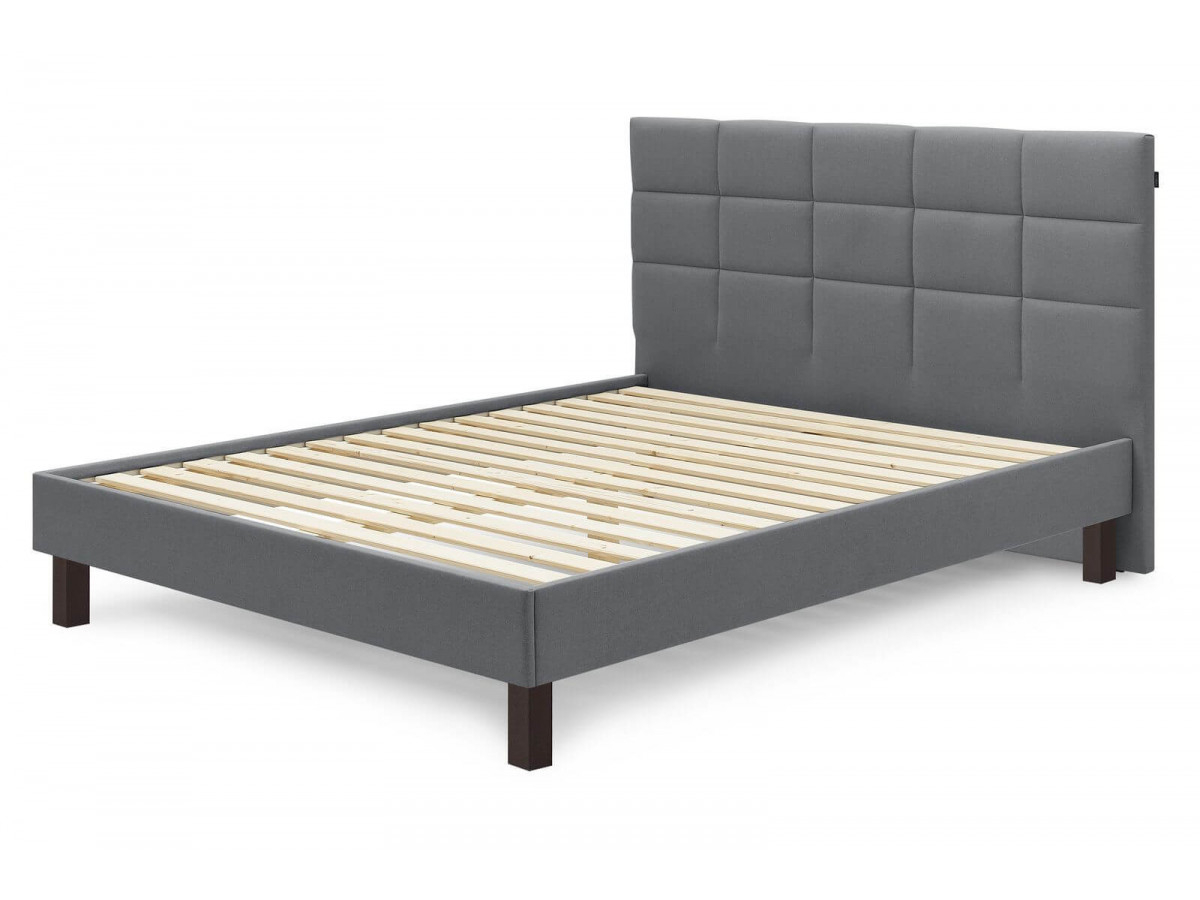 Rama łóżka CARRE z listwami z litego drewna i kwadratowymi nóżkami z drewna wenge 140x190