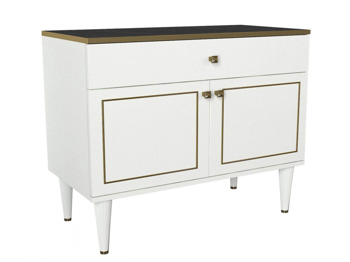 Commode SION Blanc / Or / Noir