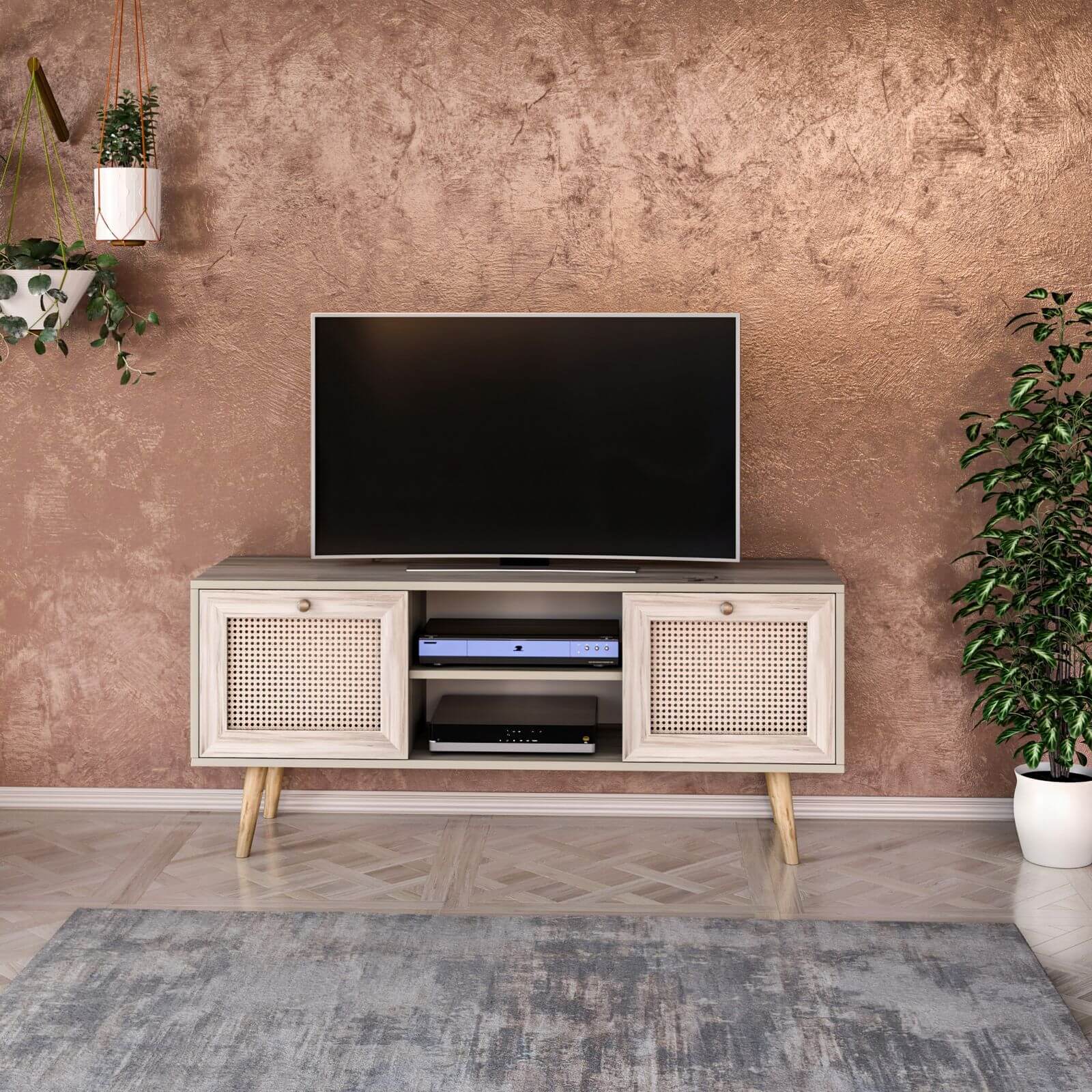 meuble tele en chene clair