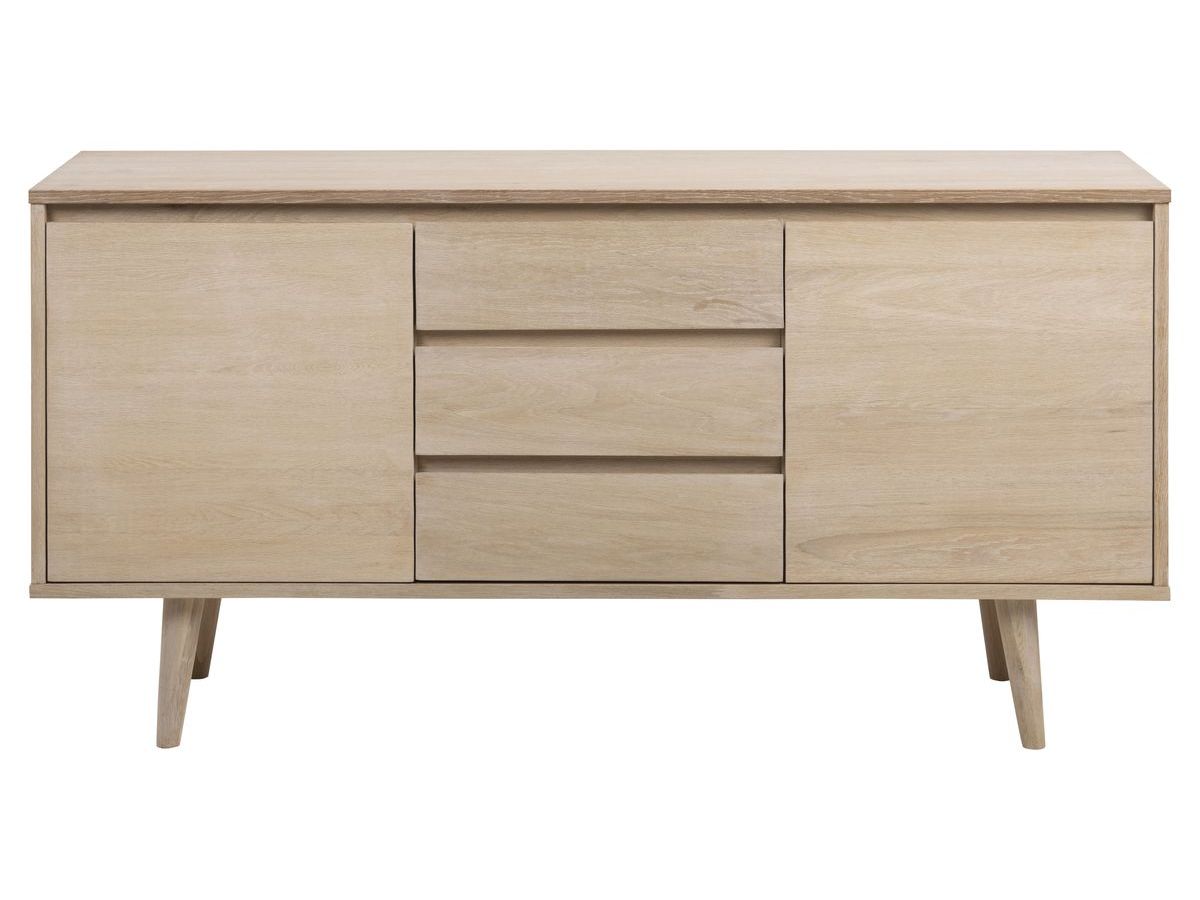 Buffet 150 cm NAGANE placage chêne blanchi | BOBOCHIC