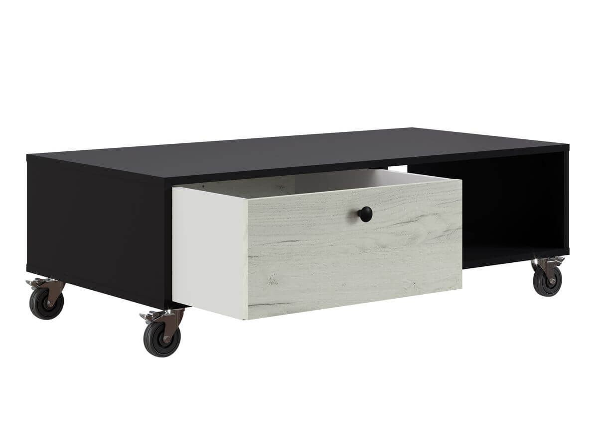 Table basse 110 cm MIAMI noir et blanc