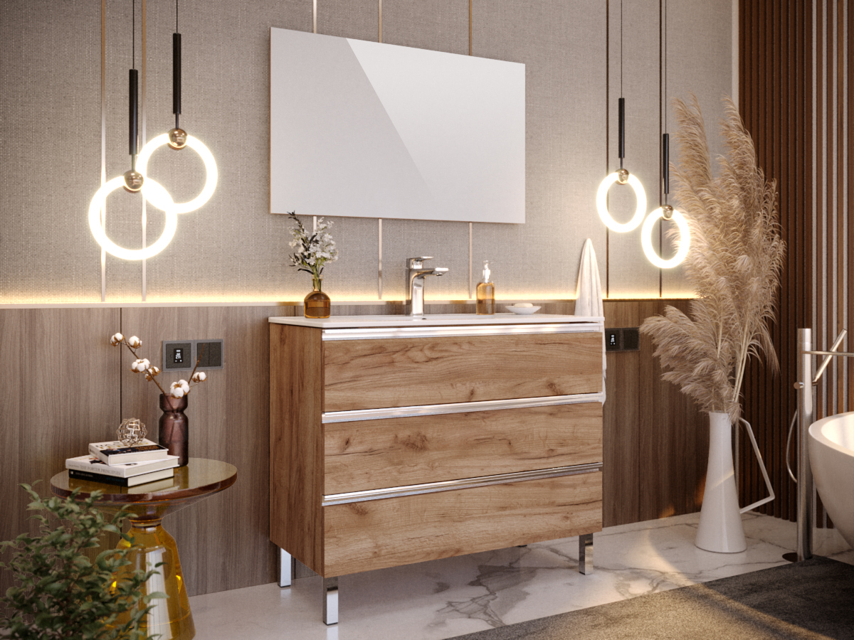 Meuble Salle De Bain Bois 100 Cm